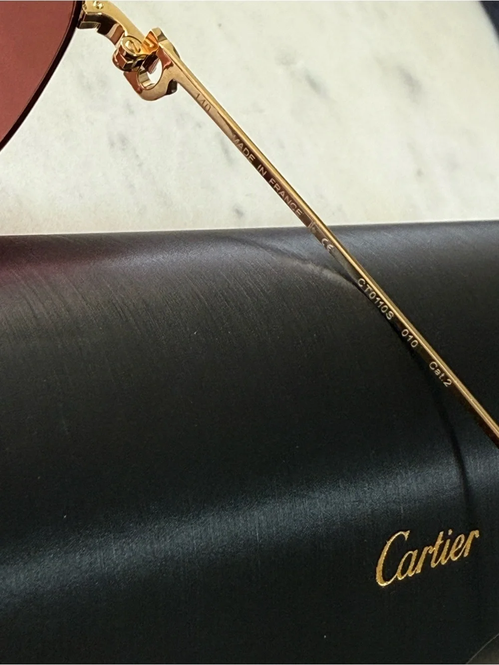 New unisex CARTIER CT0110S 010 Gold/Red AVIATOR PILOT Sunglasses